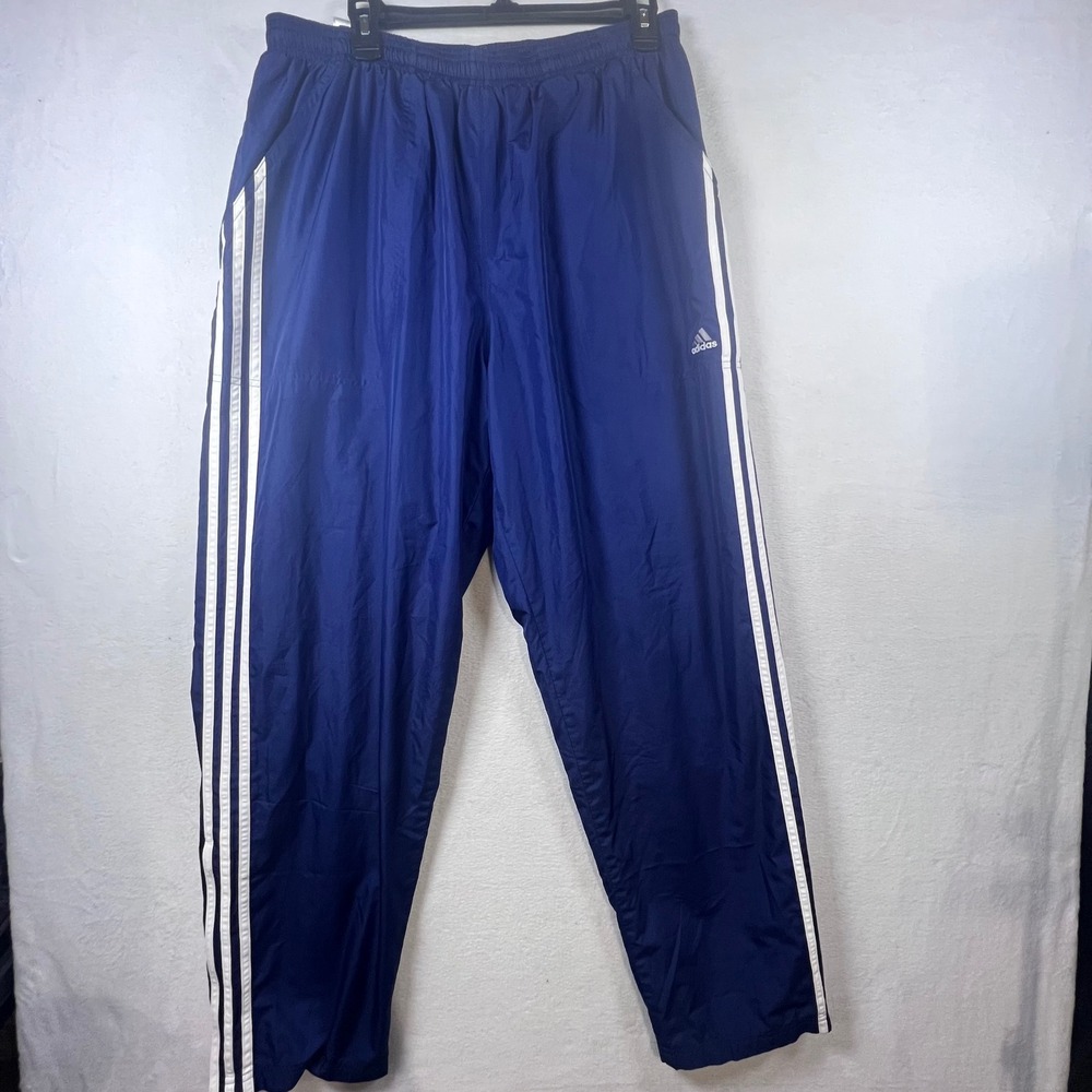 Adidas ClimaProof Blue White 3 Stripe Wind Track Pants Mens XL 09/02